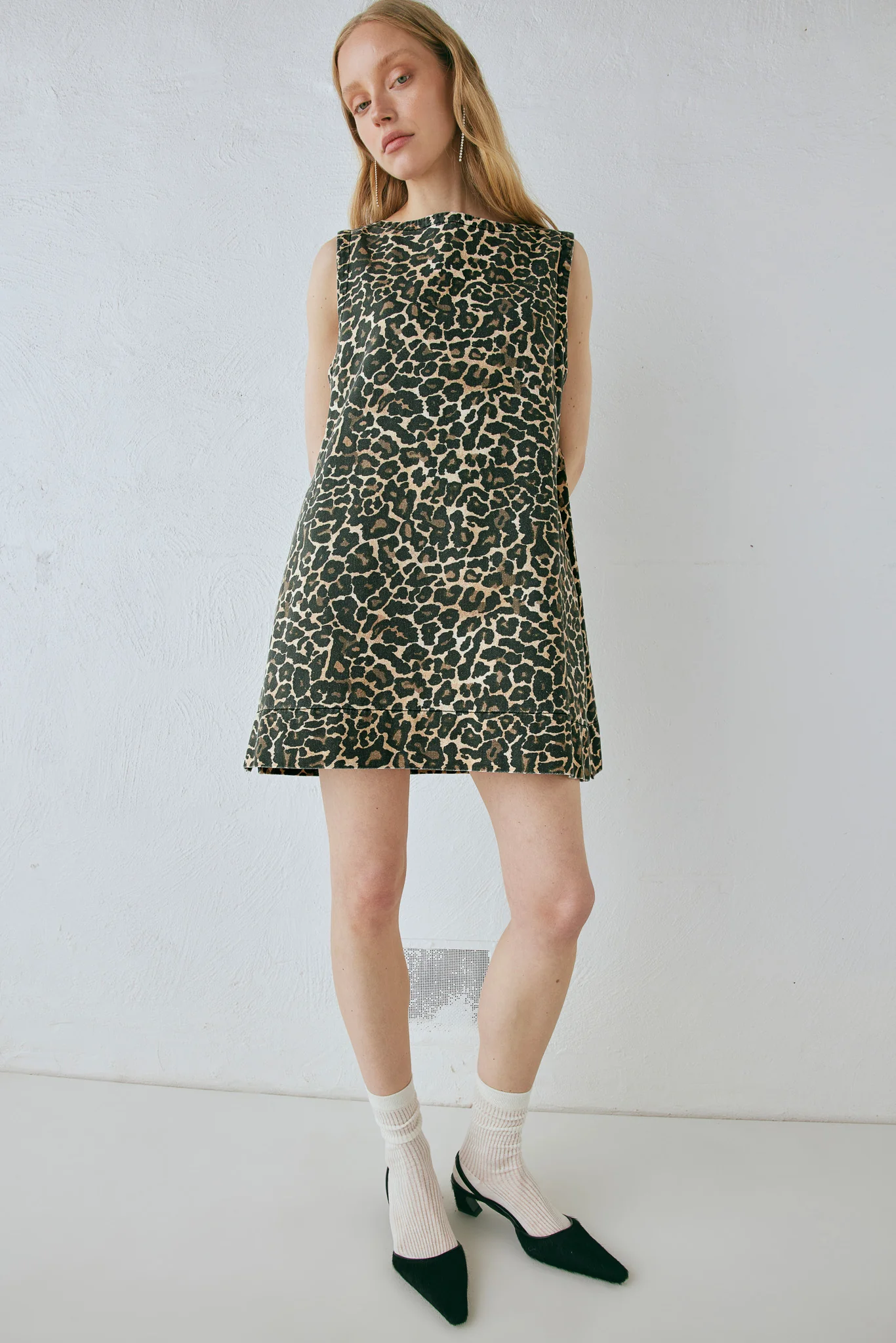 Zia Denim Mini Dress Leopard - Image 4