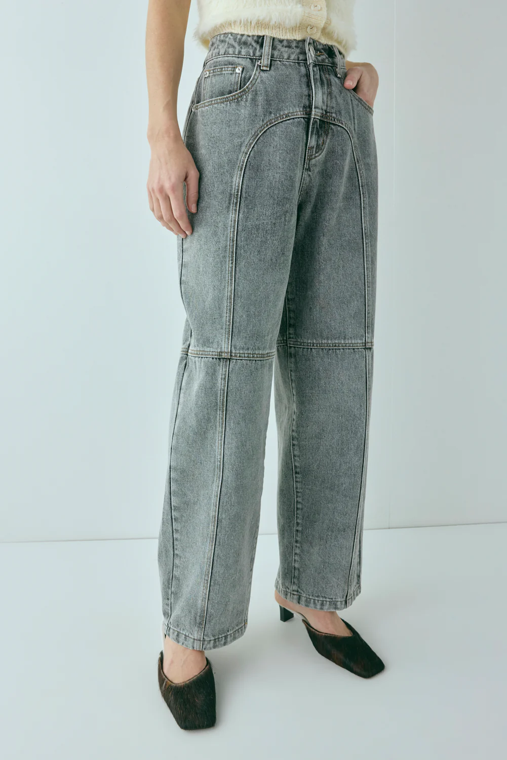 Zora Mid Rise Denim Jeans Washed Grey - Image 2