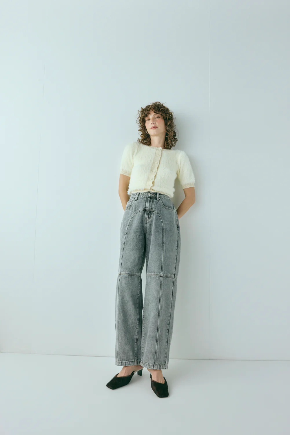 Zora Mid Rise Denim Jeans Washed Grey - Image 3