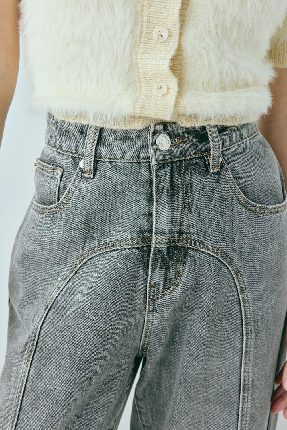 Zora Mid Rise Denim Jeans Washed Grey - Image 4