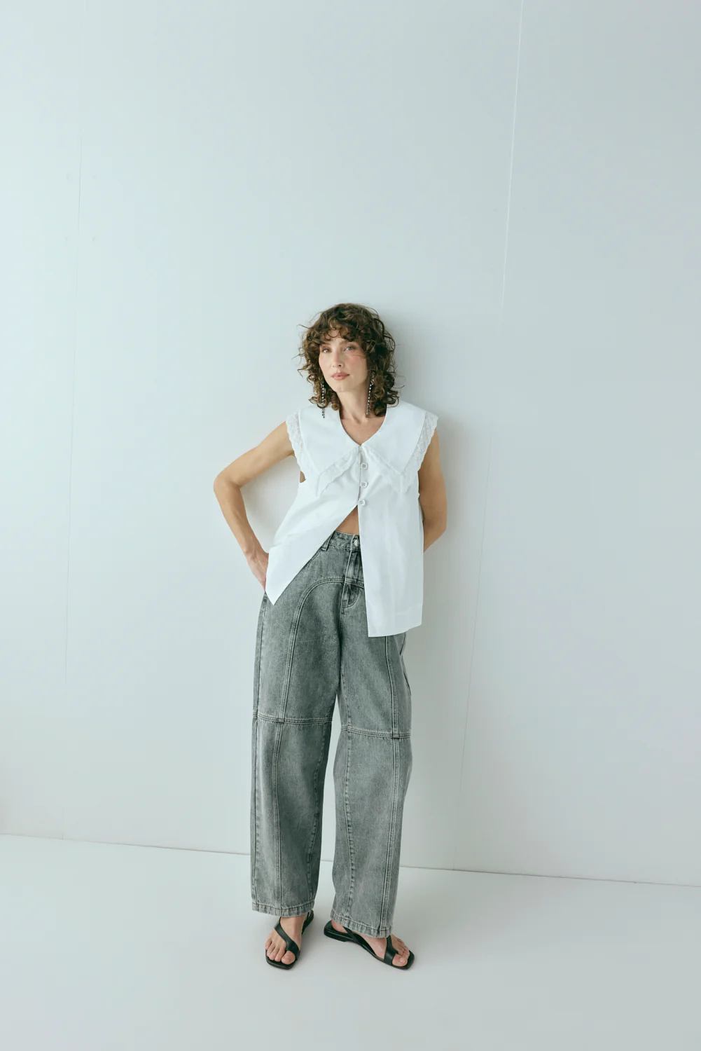Zora Mid Rise Denim Jeans Washed Grey - Image 7