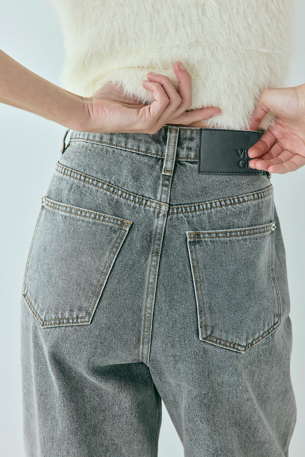 Zora Mid Rise Denim Jeans Washed Grey - Image 9